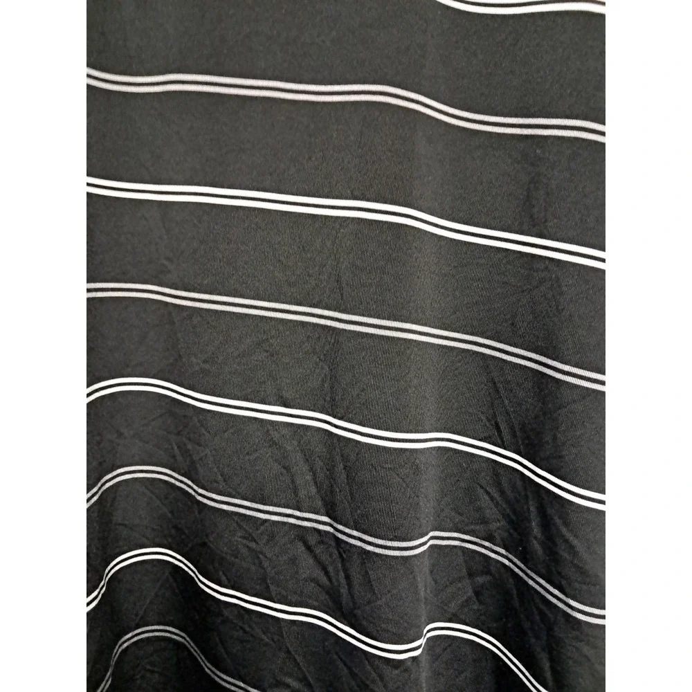Ralph‎ Lauren Large White And Gray Striped Black Polo-Mens Large